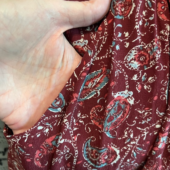 Garnet Hill, wine paisley dress, pockets - Picture 3 of 10